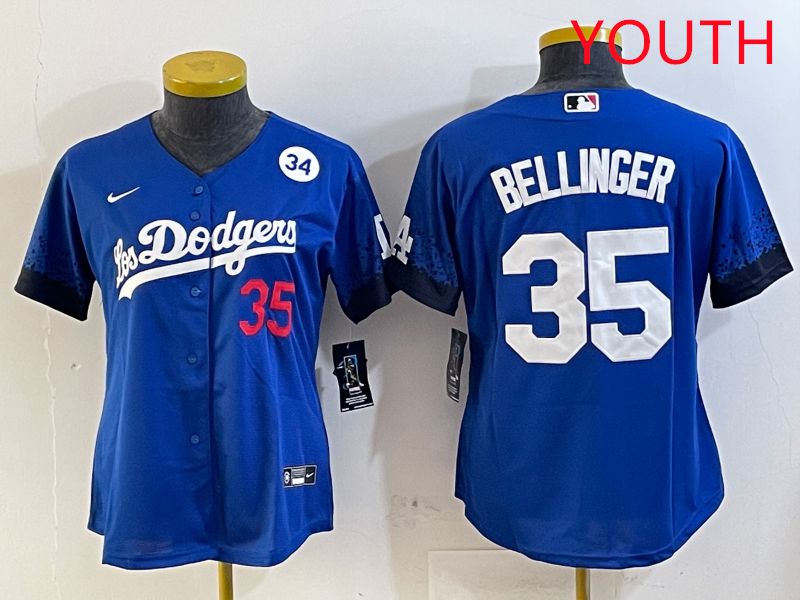 Youth Los Angeles Dodgers 35 Bellinger Blue City Edition 2025 Nike MLB Jersey style 6
